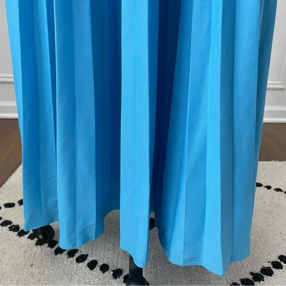 Vintage 70s Formal Gown Bridesmaid Prom Dress Turquoise Capulet Pleats Drama 14 - Picture 6 of 9